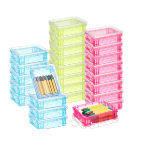Suzile 25 Pcs Plastic Crayon Boxes with Snap Lids Crayon Storage Organizer Stackable Container Bulk Pencil Case for Pen Crafts Classroom Supplies(Red, Blue, Green)