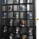 15x20 Shot Glass Display Case, 30 Slots Wooden Cabinet Rack Holder, Large Shot Glass Shelf with Mirror Background with Locks, Shot Glass Shadow Box,Real Glass (15x20in MDF)