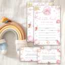 Under the Sea Pearl Baby Shower Invitations For Girl, Ocean Girl Baby Shower Invites Diaper Raffle Tickets, Book Request Cards Fill in Blank (25 Pcs & Envelopes)/Set-07