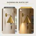 Antique Brass Finish Wall Sconce, 10.5" Metal Cone for Bedroom, 11 inch