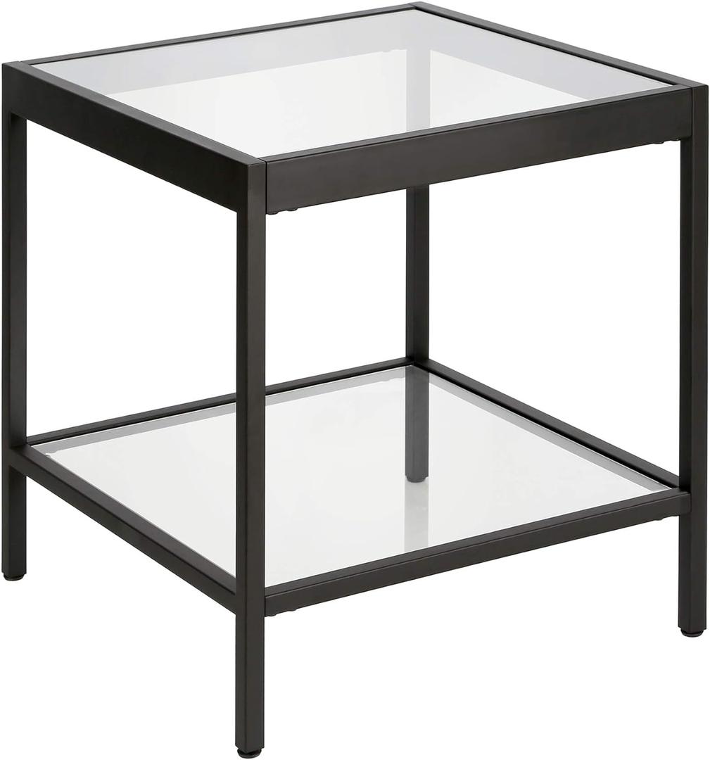 Henn&Hart 20" Wide Square Side Table in Blackened Bronze, Table for Living Room, Bedroom