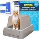 PetSafe ScoopFree Crystal Smart Self-Cleaning Cat Litter Box WiFi (2.4 GHz) & App Enabled Enclosed Front-Entry Superior Odor Control Includes Disposable Tray Gray (PAL00-16807)
