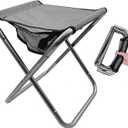Camping Stool, Portable Folding Stool XXL Size Camping Stool for Adults Supports up to 240 lbs (Large-grey)