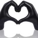 Heart Hands Sculpture, Room Decor Aesthetic for Living Room Bedroom, Love Finger Shelf Decor for Office, Coffee Table, Wedding, Party, Desk Accessories, Gifts for Girls (Black)