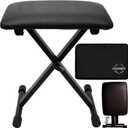 Adjustable Keyboard Bench with Extra-Thick Seat & Carrying Bag, Folding Piano Stool for Adults/Kids, Portable Height Adjustable Organ Stool, Heavy-Duty 400lbs Capacity Non-Slip Feet - Black, Standard