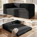 Erament Convertible Sofa Bed, Tri-Folding Mattress Queen Futon Couch Bed, Boneless Sleeper Couch Bed with Removable Armrests & Washable Cover for Guest Room, Living Room, Queen, Black