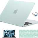EooCoo Compatible with MacBook Air 13 inch Case M5 2026-2022 M4 M3 M2 Model A3449 A3240 A3113 A2681, Mac Air 13.6 inch Hard Shell & Keyboard Cover & Screen Film & Type-C, Frost Sage Green