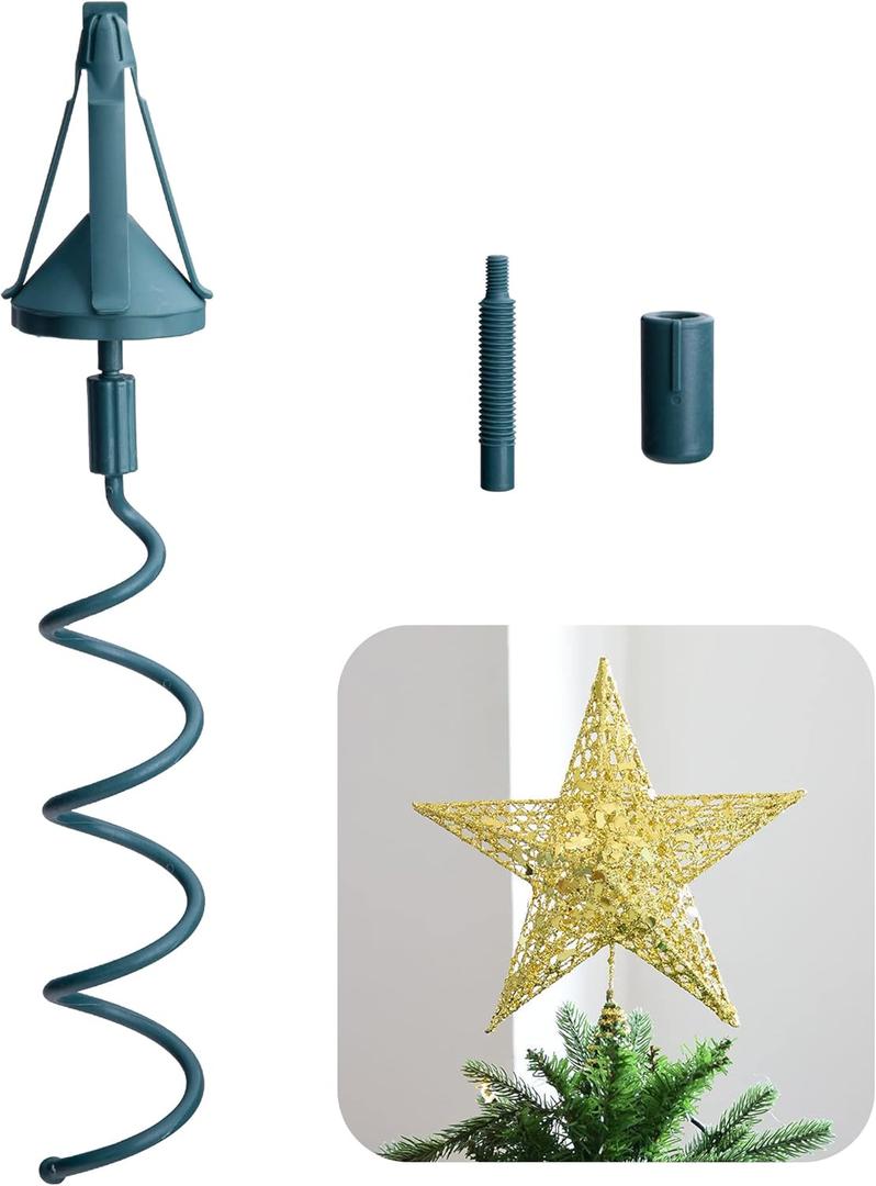 Christmas Tree Topper Holder,Universal Twist On Tree Topper Supporter,Christmas Tree Topper Stabilizer Fits All Base Tree Types (Green)