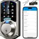 Veise VE07 Fingerprint Smart Door Lock, 7-in-1 Keyless Entry Deadbolt with App Control, Electronic Digital Touchscreen Keypad, Biometric Smart Locks for Front Door, Auto Lock, Satin Nickel