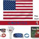 2 x 7 Pcs Cheering Kit for Football Matches, 2026 America Soccer Fan Game Day Accessory Set, Includes Flag, Glasses, Whistle, Clapper, Wristband, Scarf & Headband