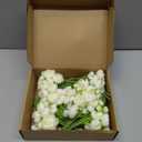 32Pcs Ranunculus Artificial Flowers, Ivory White Faux Silk Mini Peonies Bulk Fake Wedding Flowers for DIY Bouquet, Home Decor, Bridal Shower & Centerpieces