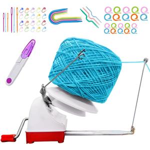 Large Capacity Yarn Ball Winder - Yarn Winder Easy to Set Up and Use - Hand Operated Yarn Winder 10 Ounce Capacity + 53 Pieces Stitch Knitting Needles + 1 Pieces Scissors