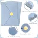 PerKoop 100 Set 5 x 7 Laser Cut Wedding Invitation with Envelopes and Wax Seal Stickers Blank Pocket Invitation Cards Kit for Wedding Bridal Shower Engagement Invite(Dusty Blue), One Size