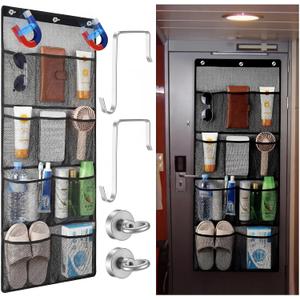 Hushee Over the Door Organizer or Cruise Ships Magnetic Mesh Shower Organizer Hanging Quick-dry Bathroom Toiletry Bag for Cruise Storage with Strong Magnetic