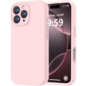LOVE 3000 Designed for iPhone 16 Pro Case, Premium Silicone with [Soft Anti-Scratch Microfiber Lining] Shockproof Protective Phone Case for Men Women Girls 6.3", Chalk Pink