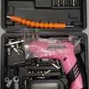 Cordless Power Screwdriver Electric Screwdriver Rechargeable Set, Battery Powered Screwdriver Kit Including 49pcs Bits, Pivoting Handle and LED Lights Small Drills Cordless (Pink)