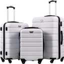 Coolife Luggage 3 Piece Set Suitcase Spinner Hardshell Lightweight TSA Lock (white, 3 piece set(20in24in28in))