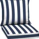 Arden Outdoor Deep Seat Cushion Set, 24 in x 24 in, Weather-Proof, Rain-Proof, Fade Resistant Patio Cushion for Chair, Sofa, and Couch Sapphire Blue Cabana Stripe, 1 Pack