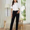 TQD Women Button Down Bodysuit Long Sleeve Collared Shirt Satin Blouse Bodysuits Tops Business Casual Office Professional (White, M)