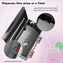 Stainless Steel Straw Dispenser Holder with Metal Lid Reusable Straw Dispenser for Restaurant Home Bar to Storage Unwrapped Straws (Black)