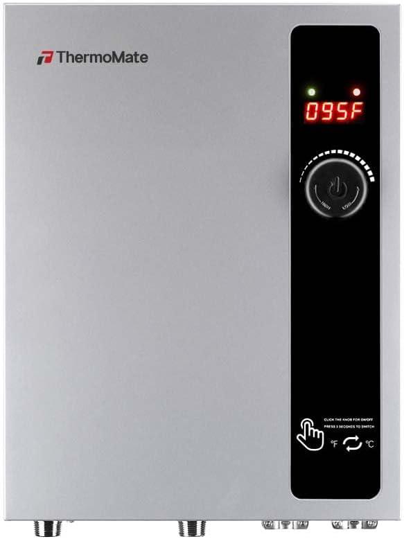 Tankless Water Heater Electric 27kW 208~240 Volt, ThermoMate On Demand Instant Endless Hot Water Heater, Self-Modulating Saving Energy for Residential Whole House Shower, 114A GRAY