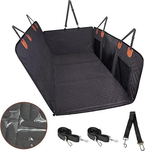 Dog Car Seat Cover for Back Seat, Hard Bottom Back Seat Extender for Dogs, Holds 400lbs, 600D Heavy Duty Scratch-Proof Waterproof Dog Hammock for Car, SUV