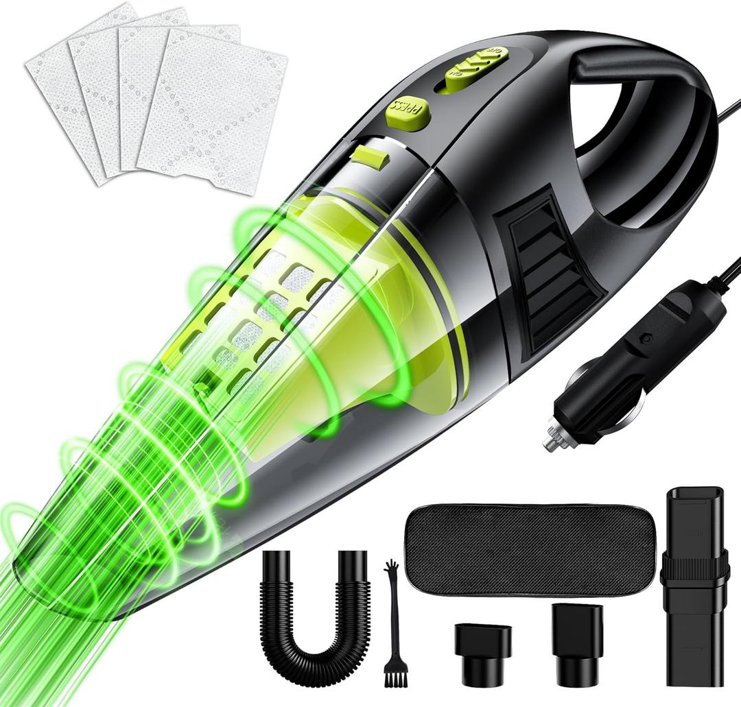 New Version Car Vacuum, Portable Car Vacuum Cleaner with Powerful Suction, DC 12V Power 16.4Ft Cord Wired Vacuum Cleaner, Essential Accessories for Men/Women