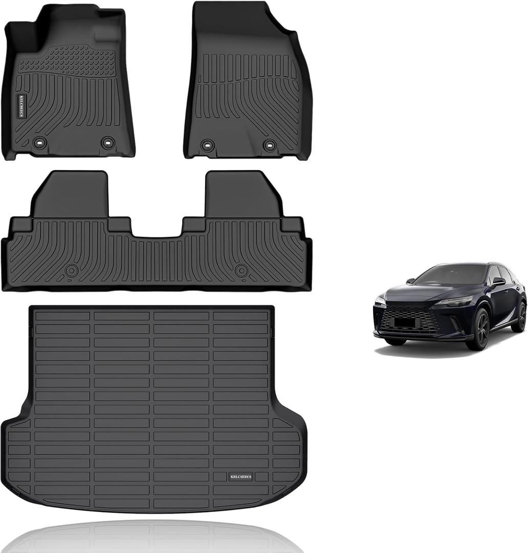 KELCSEECS Floor Mats & Cargo Liner Custom for Lexus RX 2010-2015,All Weather Protection TPE Floor Liners Front& Rear Row Full Set Lexus RX Accessories Black