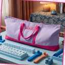 Mahjong Bag for Tiles and Racks Empty American Mahjong Tiles Carrying Tote 31.5 x 12 x 4 Inches Canvas Tile Games Accessories Gifts for Card Pushers Rack Mat Carrying, Case Only(Purple)
