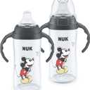 NUK First Choice Mickey Mouse Large Learner Cup 2.0, 10oz. Sippy Cup with Handles, Spill Proof, Leak Proof Soft Straw Cup, 2-pack