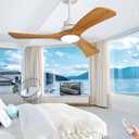 42 Inch Ceiling Fans with Light,3 Blade Ceiling Fan with Remote Control, Reversible Dimmable Wood Ceiling Fan for Kids Room Bedroom Garage Indoor Outdoor Use