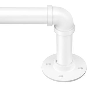 Zeerobee Curtain Rods for Windows 48 to 84, 1 Inch Industrial Wrap Around Curtain Rod, Indoor/Outdoor Room Divider Adjustable Drapery Pole, 48"-86", White