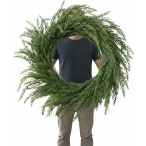 36" Christmas Wreath Artificial Large Wreath Christmas Decoration for Front Door Real Touch Artificial Green Decoration for Xmas Winter Farmhouse Home Decor(Cedar)