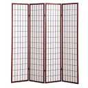 Roundhill Furniture Oriental Shoji 4 Panel Screen Room Divider, Cherry