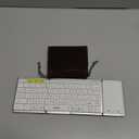 Samsers Foldable Bluetooth Keyboard with Touchpad, Full-Size Wireless Folding Keyboard with PU Leather, Portable Travel for iOS Android Windows Mac OS, Support 3 Devices (BT5.1 x 3), Silver