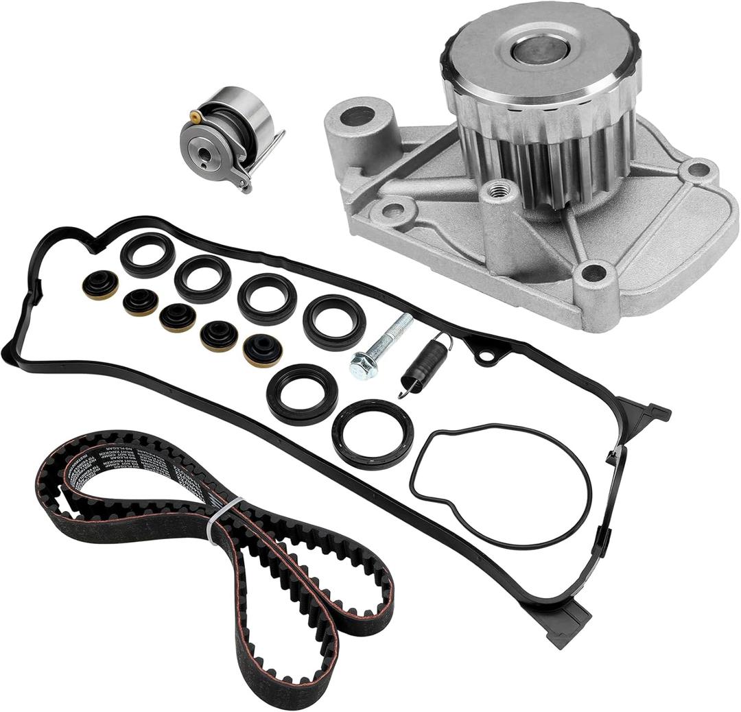 Engine Timing Belt Kit with Water Pump | Compatible with 2001-2005 Honda Civic HX EX LX GX DX 1.7L L4 SOHC 16V Engine | Replaces# TCK312, TBK312