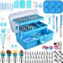 Cake Decorating Tools Supplies Kit: 236pcs Baking Accessories with Storage Case - Piping Bags and Icing Tips Set - Cupcake Cookie Frosting Fondant Bakery Set for Adults, Beginners or Professionals, Blue