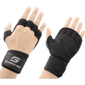Neoprene Padded Weight Lifting Gloves for Men and Women - Ventilated Workout Gloves for Athletes Gym Sessions Cycling Tracking & Sports with Full Palm Protection (Large, Black)