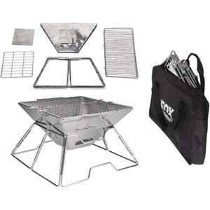 Outfitters Quick Grill Medium: Original Folding Charcoal BBQ Grill Made from Stainless Steel/Carrying Bag for Backpacking Included /