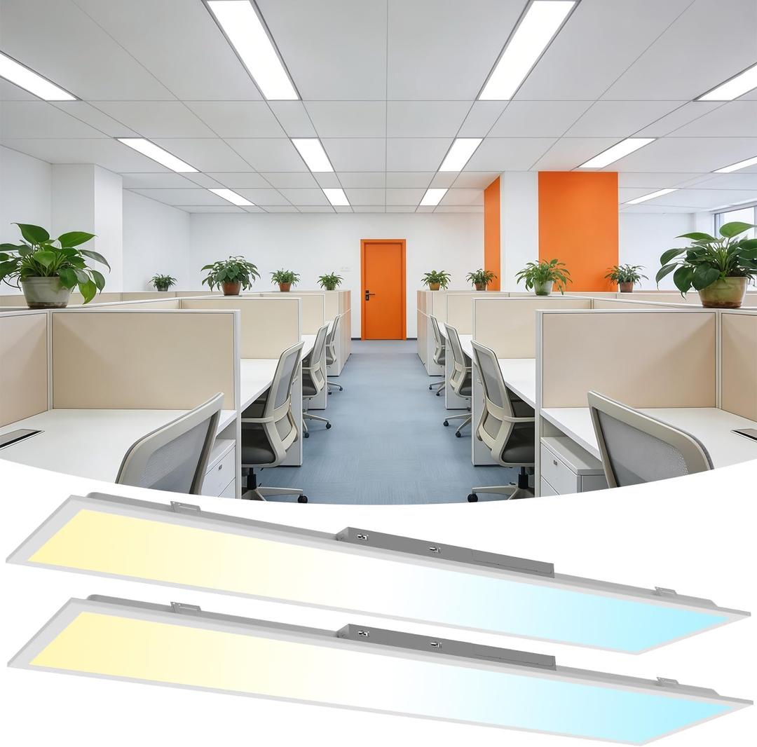 1x4 LED Flat Panel Light 2Pack 5CCT Selectable, 0-10V Dimmable, 1 Feet by 4 Feet
