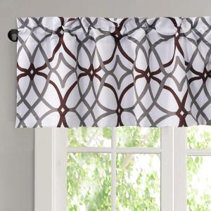H.VERSAILTEX Blackout Curtain Valances for Kitchen/Bathroom - Thermal Insulated Window Valances for Living Room/Bedroom Rod Pocket Short Curtain 1 Panel, 52x18 inch, Geo in Brown and Gray