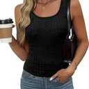 Womens Tank Tops Crewneck Sleeveless Summer Sweaters Vest Casual Basic Tees Ribbed Shirts (Black, S)