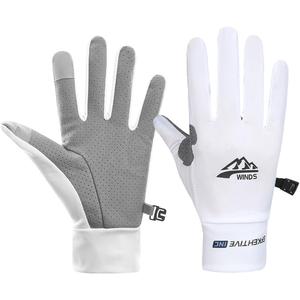 SUJAYU Full Finger UV Protection Gloves - Women & Men, Thin Fishing, Hiking, Cycling, Driving, Gym Gloves (Large, White)