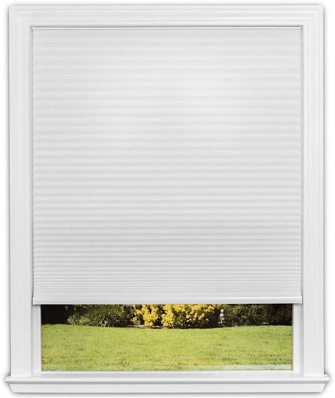 Redi Shade No Tools Easy Lift Trim-at-Home Cordless Cellular Light Filtering Fabric Shade White, 48" W x 64" L, (Fits windows 31"- 48")