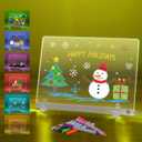 LED Doodle Glow Note Board 13.7"X10"  Light Up Acrylic Dry Erase Message Drawing with 7 Colors, Dynamic Modes, 7 Pens, Invisible Stands, Hanging Kit  Fun Whiteboard for Home, Office, Kitchen