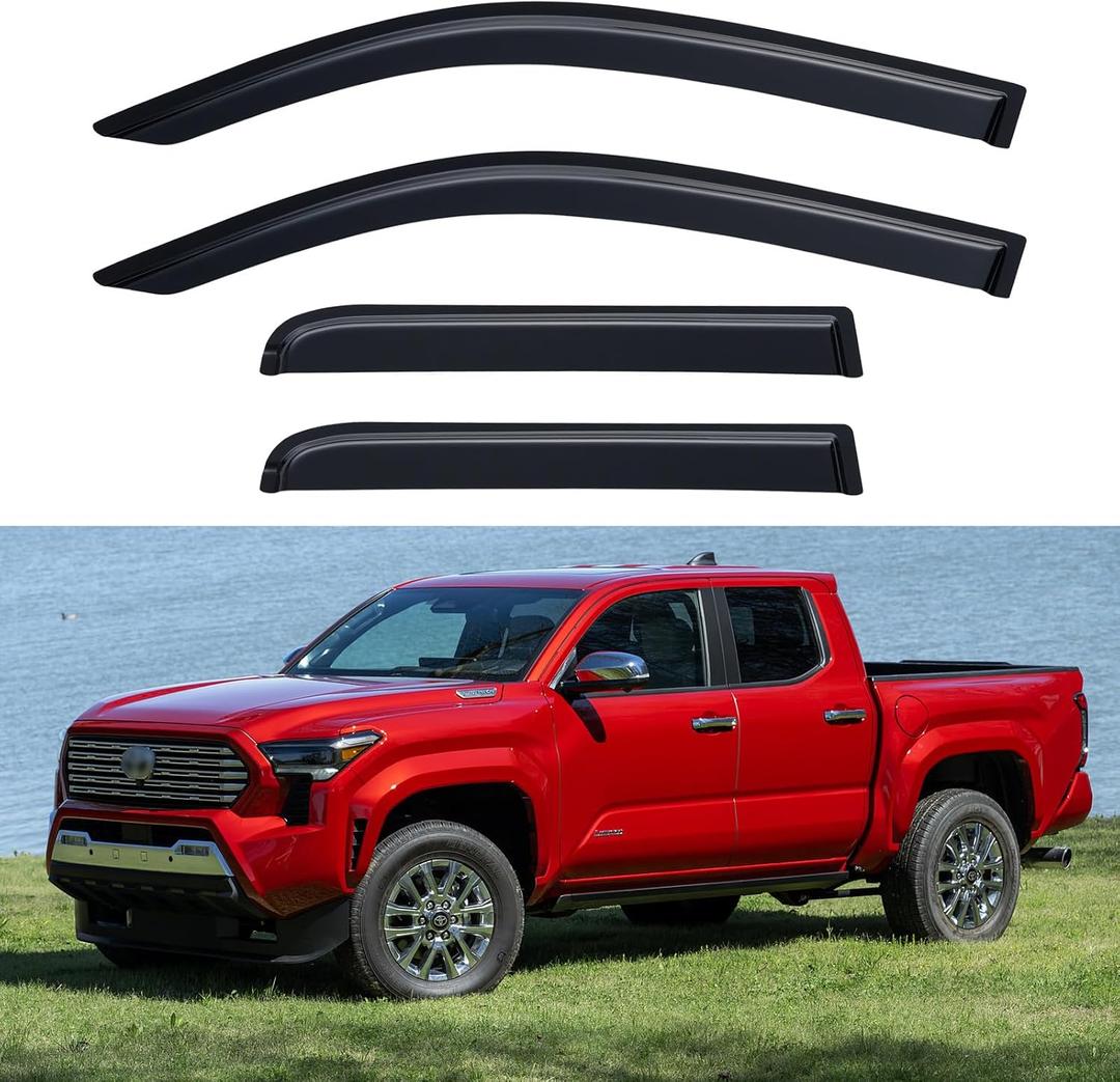 Window Visors Rain Guards for 2024 2025 2026 Toyota Tacoma Double Cab, Out-Channel Window Vent Wind Deflectors Visors Shades for 24 25 26 Tacoma 4 Full-Size Cab
