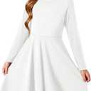 Haloumoning Girls Long Sleeve T-Shirt Dresses Kids Fall A-Line Twirly Skater Dresses 11-12 Years Withe