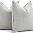 MIULEE Pack of 2 Light Grey Decorative Pillow Covers 24x24 Inch Soft Chenille Luxurious Couch Throw Pillows Farmhouse Cushion Covers Euro Shams with Elegant Design for Sofa Bed Living Room Home Decor