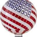 Alpine Corporation 10" Diameter Indoor/Outdoor Glass Mosaic Gazing Globe Yard Decoration, Patriotic Design