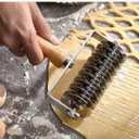 Stainless Steel Dough Lattice Top Cookie Stainless Steel Baking Tool Cake Bread Net Knife Holder Wooden Handle for Pizza Cookie Pie Pastry